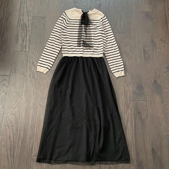 Red Valentino Wool Sweater Black Lace Maxi Dress - Picture 2 of 12